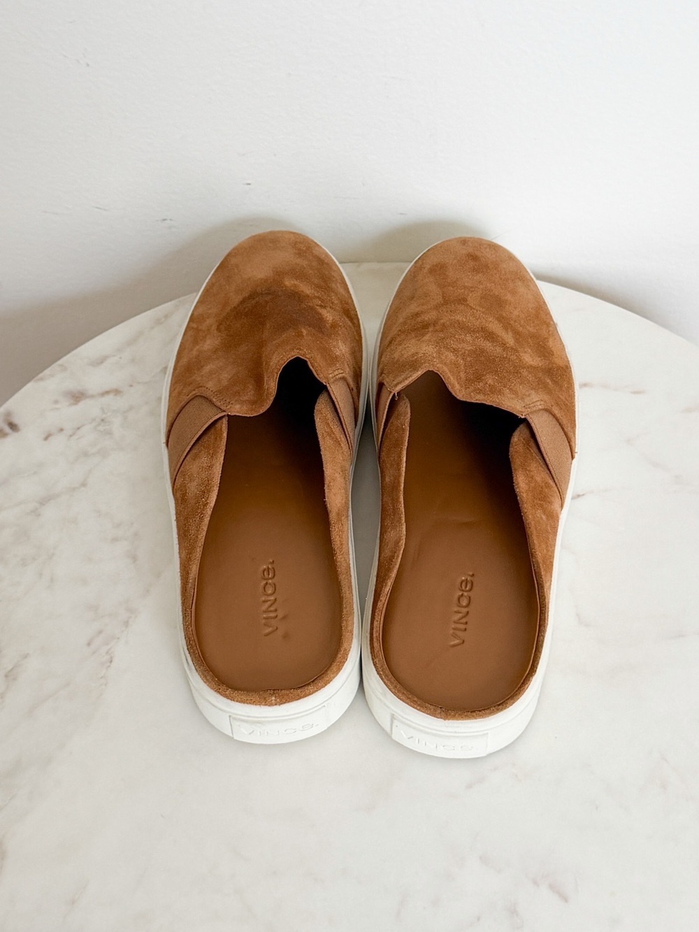 NEW Vince Blair Suede Slip On Mules Camel Size 8.5 - Picture 5 of 7